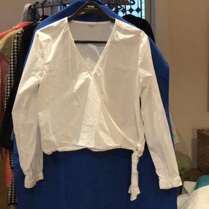 Gap cross over white blouse